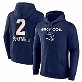Men's Denver Broncos #2 Pat Surtain II Navy Team Wordmark Name & Number Pullover Hoodie,baseball caps,new era cap wholesale,wholesale hats